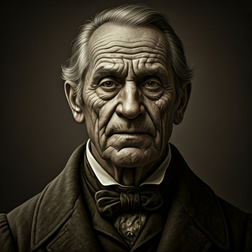 Grainy monochrome portrait of an elderly person